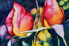 Garden Notes - Two Buds. Watercolour on Aquabord, 8" x 10", 2017. Private Collection